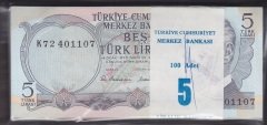 6.EMİSYON 2.TERTİP 5 LİRA K72 DESTE ÇİL ATLAMA VAR