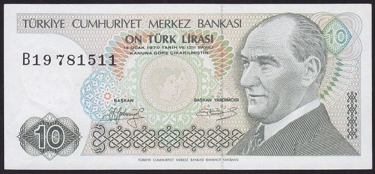 7.Emisyon 1.Tertip 10 Lira B19 781511 Çilaltı Çil