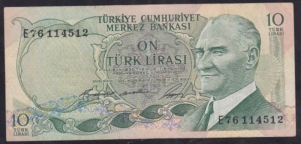 6.EMİSYON 1.TERTİP 10 LİRA E76 114512 ÇOK TEMİZ +