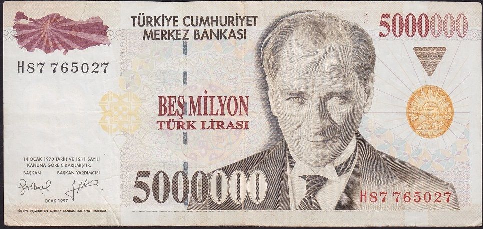 7.Emisyon 5 000 000 Lira H87 765027 Çok Temiz