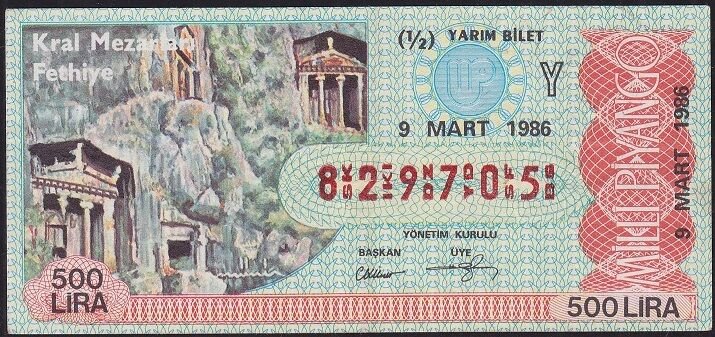 1986 9 Mart Yarım Bilet - Y Serisi