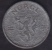 NORVEÇ 25 ÖRE 1943