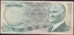 6.EMİSYON 2.TERTİP 10 LİRA J50 292792 ÇOK TEMİZ + eski para alan yerler