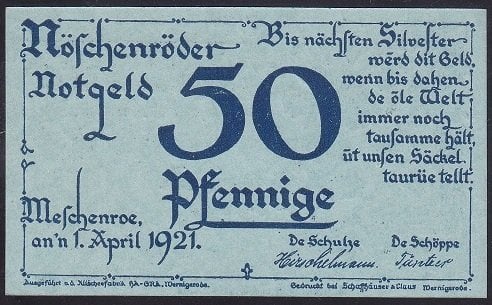 ALMANYA 50 PFENNİNG NOTGELD 1921 ÇİL