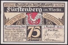 Almanya 75 Pfennig Notgeld 1921 Çil Filigranlı