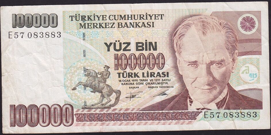 7.Emisyon 2.Tertip 100000 Lira E57 083883 Çok Temiz