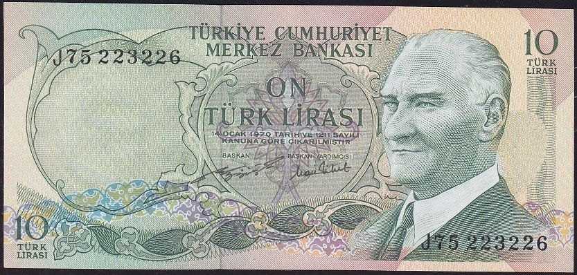 6.Emisyon 2.Tertip 10 Lira J75 223226 Çilaltı Çil