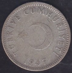 1947 Yılı 1 Lira Gümüş