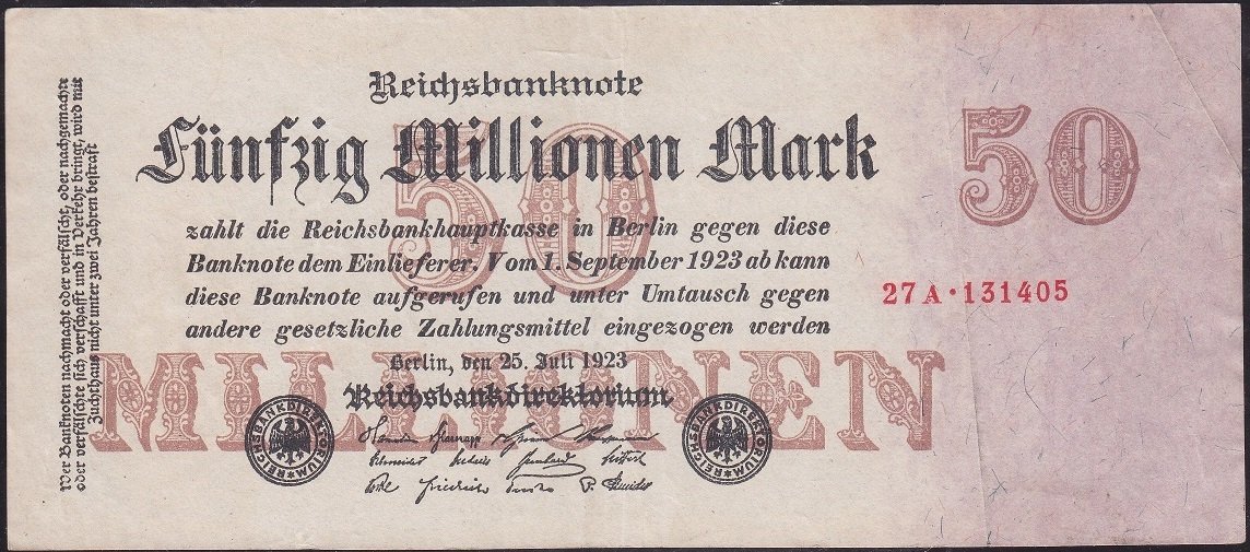 Almanya 50000000 Mark 1923 Çok Çok Temiz +