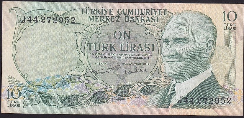 6.EMİSYON 2.TERTİP 10 LİRA J44 272952 ÇÇT