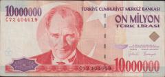 7.Emisyon 10 000 000 Lira C72 404619 Çok Temiz