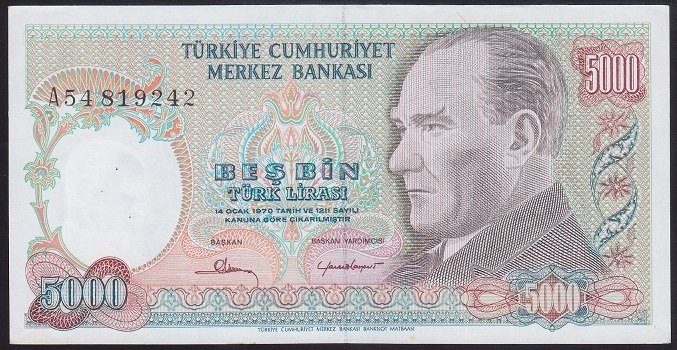7.EMİSYON 1.TERTİP 5000 LİRA A54 819242 ÇİLALTI ÇİL