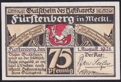 Almanya 75 Pfennig Notgeld 1921 Çil Filigranlı