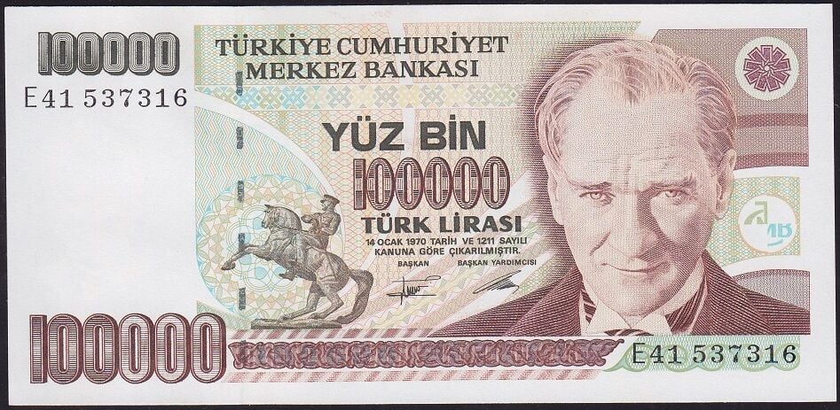 7.Emisyon 2.Tertip 100000 Lira E41 537316 Çil