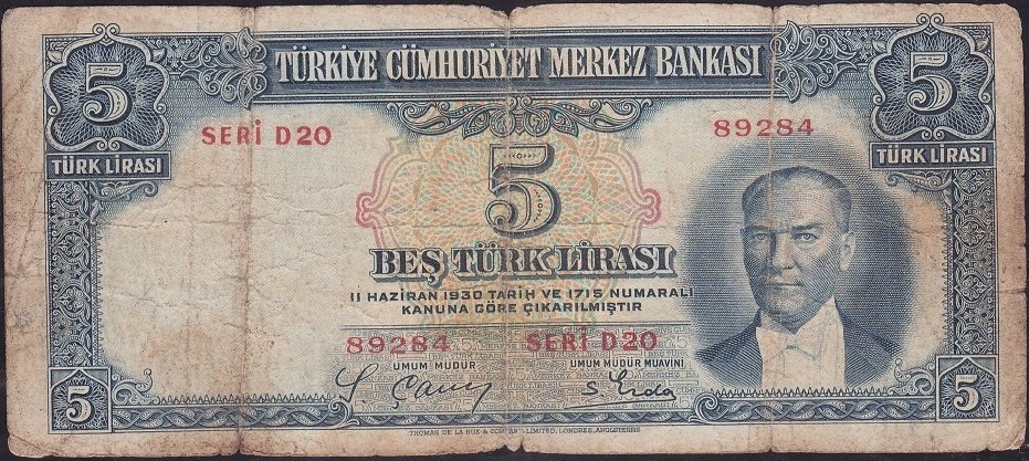 2.Emisyon 5 Lira D20 89284 Temiz