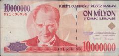 7.Emisyon 10 000 000 Lira C71 596998 Temiz+