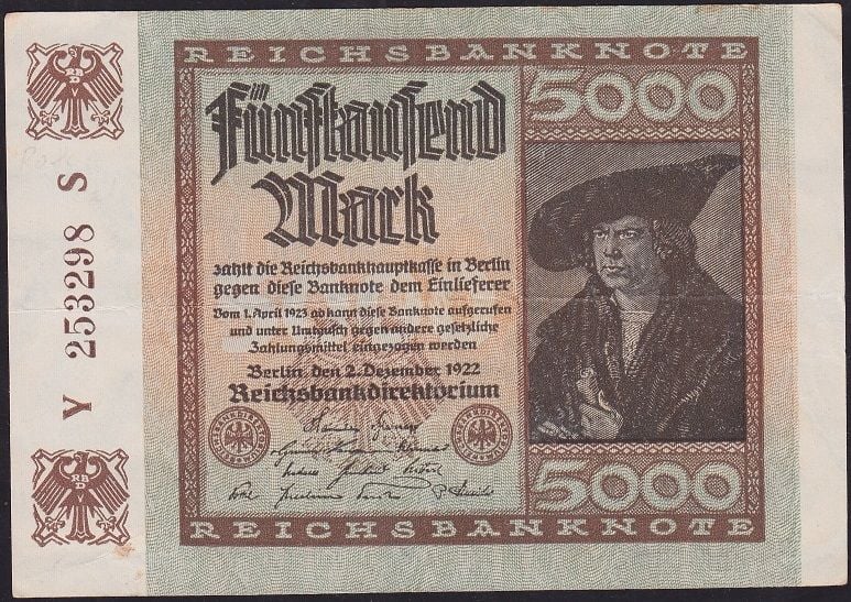 Almanya 5000 Mark 1922 Çok Çok Temiz