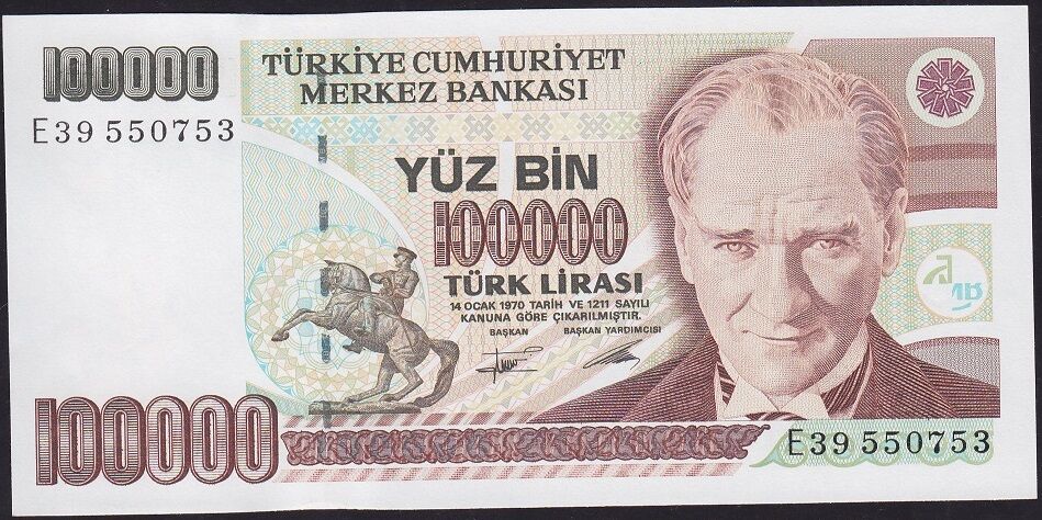 7.Emisyon 2.Tertip 100000 Lira E39 550753 Çil