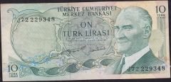 6.Emisyon 2.Tertip 10 Lira J72 229348 Çok Temiz