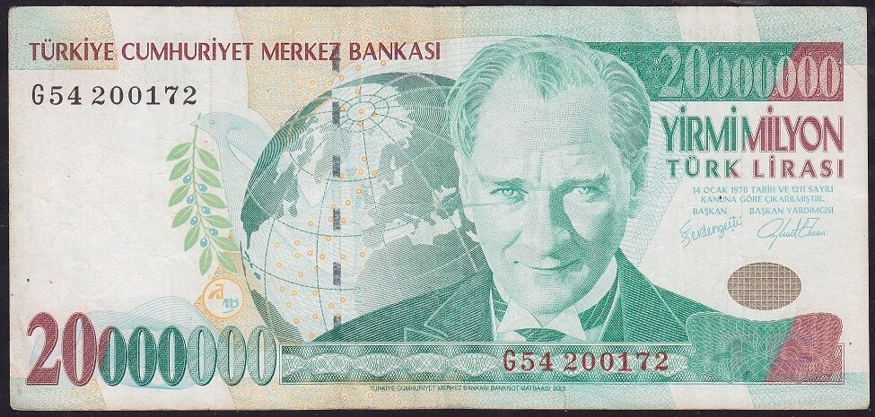 7.Emisyon 20 000 000 Lira G54 200172 Çok Temiz