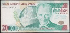 7.Emisyon 20 000 000 Lira G54 200172 Çok Temiz