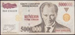 7.Emisyon 5 000 000 Lira H80 236129 Çok Temiz+