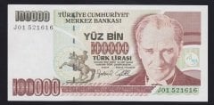 7.Emisyon 3.Tertip 100000 Lira J01 521616 Çilaltı Çil