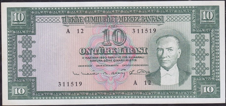 5.Emisyon 6.Tertip 10 Lira A12 311519 Çok Çok Temiz +