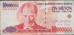 7.Emisyon 10 000 000 Lira C70 564323 Çok Temiz+