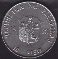 FİLİPİNLER 10 PESO 1988