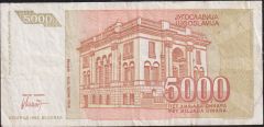 Yugoslavya 5000 Dinar 1993 Çok Temiz Pick 128 AA