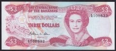 Bahama 3 Dolar 1974 (1984) Çil - Kraliçe Pick44