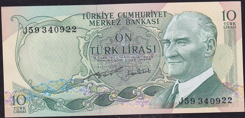 6.Emisyon 2.Tertip 10 Lira J59 340922 Çilaltı Çil