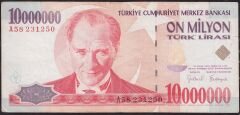 7.Emisyon 10 000 000 Lira A58 231250 Çok Temiz