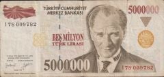 7.Emisyon 5 000 000 Lira I78 009782 Çok Temiz
