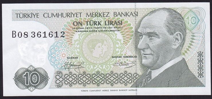 7.Emisyon 1.Tertip 10 Lira B08 361612 Çilaltı Çil