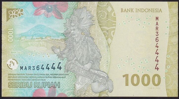 Endonezya 1000 Rupiah 2022 Çil ( 4444 )