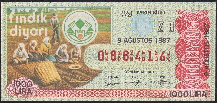 1987 9 Ağustos Yarım Bilet - Z-B Serisi