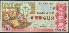 1987 9 Ağustos Yarım Bilet - Z-B Serisi