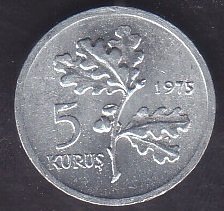 1975 Yılı 5 Kuruş Çilaltı Çil