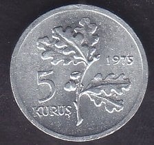 1975 Yılı 5 Kuruş Çilaltı Çil