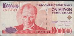 7.Emisyon 10 000 000 Lira C68 910637 Çok Temiz