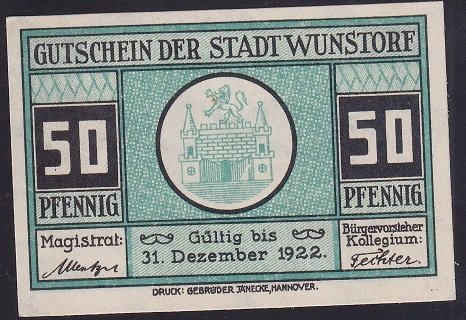 ALMANYA 50 PFENNİNG NOTGELD 1922 ÇİL