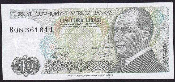 7.Emisyon 1.Tertip 10 Lira B08 361611 Çilaltı Çil