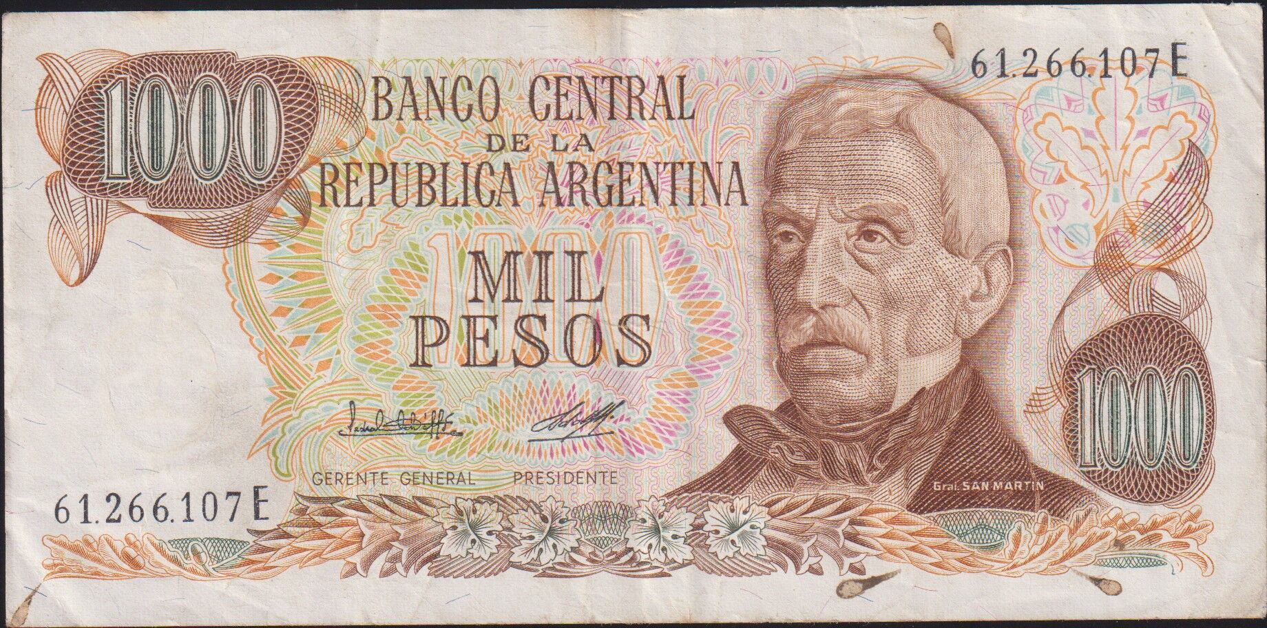 Arjantin 1000 Pesos 1976 - 1983 Çok Temiz Pick 304b2