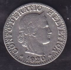 İsviçre 20 Rappen 1920