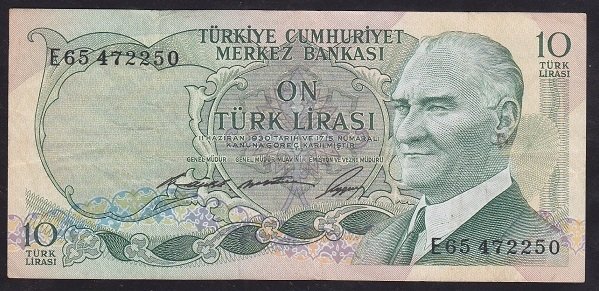 6.EMİSYON 1.TERTİP 10 LİRA E65 472250 ÇOK TEMİZ +