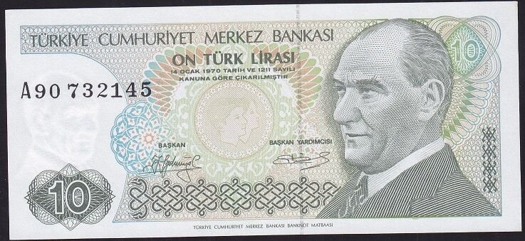 7.Emisyon 1.Tertip 10 Lira A90 732145 Çilaltı Çil