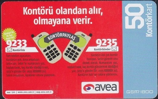 AVEA 50 KONTÖR - KONTÖR PAYLAŞ SKT 2009