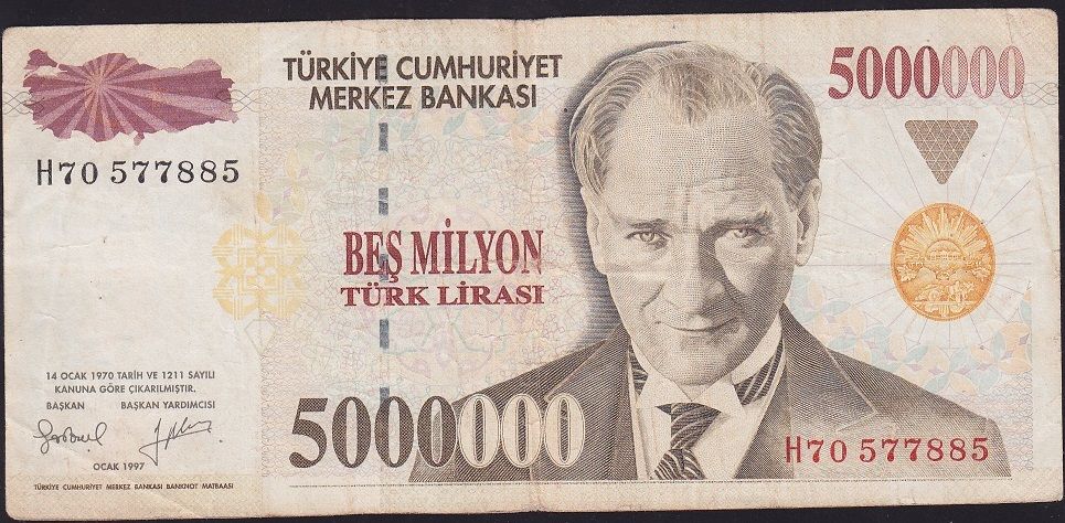 7.Emisyon 5 000 000 Lira H70 577885 Çok Temiz